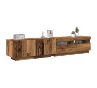 WRJENFSC Meuble TV avec éclairage LED RVB - Aspect bois vieilli - 200 cm de large - Buffet bas pour salon