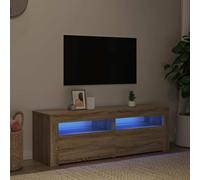 WRJENFSC Meuble TV bas avec éclairage LED RVB en chêne Sonoma - 120 x 35 x 40 cm - Meuble TV moderne avec espace de rangement pour salon