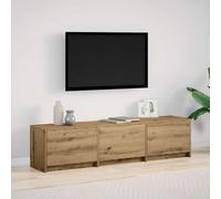 WRJENFSC Meuble TV bas avec LED, décor chêne, 162 x 34 x 40 cm, matériau dérivé du bois, buffet de salon