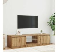 WRJENFSC Meuble TV bas en chêne artisanal avec éclairage LED RVB - Largeur : 140 cm - Design moderne - Espace de rangement pour le salon