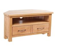 WRJENFSC Meuble TV bas en chêne massif avec tiroir 88 x 42 x 46 cm - Buffet rustique pour salon ou chambre à coucher - Sortie de câble cachée