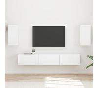 WRJENFSC Meuble TV bas mural 3 pièces - Blanc brillant - 30 x 31 x 60 cm - Design moderne - Peu encombrant - Pour salon, couloir et chambre à coucher