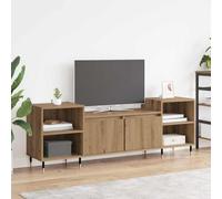 WRJENFSC Meuble TV - Chêne artisanal - 160 x 35 x 55 cm - Avec 2 portes et 4 étagères - Design moderne - Espace de rangement pour salon, home cinéma, médias