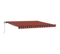 WRJENFSC Store rétractable - 400 x 350 cm - Bras articulé - Avec télécommande et cadre en aluminium - Pour terrasse et jardin - Manuel et commande par simple pression d'un bouton - Orange et marron