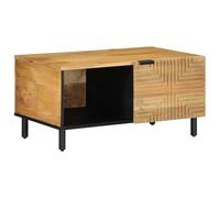 WRJENFSC Table basse en bois massif de mangue, marron, 80 x 50 x 40 cm, avec pieds et espace de rangement, robuste, polyvalente comme table d'appoint pour salon, chambre à coucher