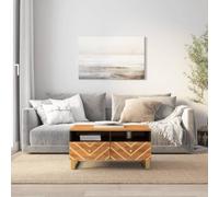 WRJENFSC Table basse en bois massif mangue avec pieds en fer marron noir 80 x 54 x 40 cm Espace de rangement robuste avec porte pour salon élégant