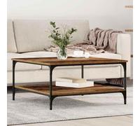 WRJENFSC Table basse en bois recyclé 80 x 80 x 40 cm - Cadre en métal - Design industriel moderne avec étagère - Panneau en bois robuste - Durable - Pour salon, chambre à coucher et bureau