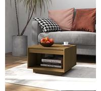 WRJENFSC Table d'appoint en pin massif - Marron miel - 50 x 50 x 33,5 cm - Table basse moderne - Petite table pour salon et chambre à coucher