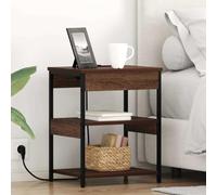 WRJENFSC Table de Chevet 2 pcs en Bois d'ingénierie chêne Marron 41 x 31 x 51 cm avec Station de Chargement, étagères et Design Moderne pour Chambre et Salon