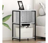 WRJENFSC Table de Chevet 2 pcs Sonoma Gris, Meuble de Rangement en Bois d'ingénierie 38 x 31 x 61 cm avec Cadre Acier, Design Compact pour Chambre, Salon, Bureau, Facile à Entretenir