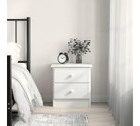 WRJENFSC Table de chevet ALTA blanche 41 x 35 x 41 cm en pin massif avec 2 tiroirs pour chambre à coucher et salon - Design moderne - Construction robuste pour un charme intemporel