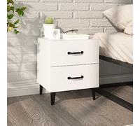 WRJENFSC Table de chevet blanche 40 x 35 x 47,5 cm, en bois composite et pieds en métal, design industriel moderne avec 2 tiroirs spacieux, commode de chevet robuste pour chambre à coucher, salon