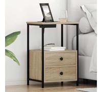 WRJENFSC Table de Chevet Chêne Sonoma 40x31x60 cm avec Station de Charge USB 2 tiroirs Rangement Sommeil Style Moderne pour Chambre Salon Petit Espace