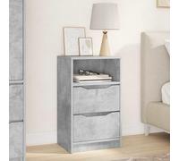 WRJENFSC Table de chevet en béton gris 40 x 30 x 67 cm en matériau dérivé du bois avec 2 tiroirs et étagère à planche - Design moderne - Construction robuste pour chambre à coucher, salon, couloir