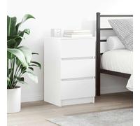 WRJENFSC Table de chevet en bois blanc - Design moderne - 39 x 35 x 65 cm - 3 tiroirs - Avec compartiment secret - Pour chambre à coucher et salon
