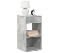 WRJENFSC Table de Chevet Gris béton 35x34x66,5 cm, Bois d'ingénierie, 1 tiroir, 2 niches, 60 kg, Rangement Chambre/Salon, Montage Facile