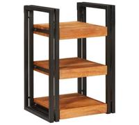 WRJENFSC Table de Chevet Marron et Noir en Bois Massif d'acacia 38 x 33 x 58 cm avec 3 étagères, Design Rustique et Industriel, Rangement Pratique pour Chambre, Salon et Bureau