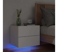 WRJENFSC Table de Chevet Murale avec lumières LED RVB Blanc 50 x 39 x 41 cm en Bois d ingénierie Design Flottant Moderne plafonnier intégré pour Chambre Salon Bureau