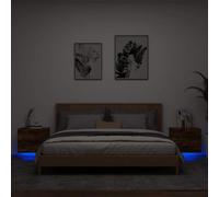 WRJENFSC Tables de Chevet murales avec lumières LED chêne fumé 50x39x41 cm Bois d ingénierie plafonnier RVB Personnalisable Design Flottant Gain de Place pour Chambre Salon Bureau