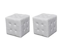 WRJENFSC Tabourets Cube Blanc 30 cm Similicuir Aspect Cuir Moderne 2 pièces en lot polyuréthane Facile d’Entretien sièges ou Repose-Pieds pour Salon Chambre et Bureau