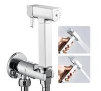 WRKMH Kit Douchette WC Chrome, Laiton Douchette Toilette Un Dedans Un Dehors Douchette WC Kit Complet avec Pulvérisateur Double Fonction, 1.2m Tuyau de Douche