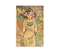 WRLIFWJXU Alphonse MuchaPoster sur toile, peinture à l'huile décorative à suspendre, pour maison, salon, chambre à coucher, salle à manger, 50 x 75 cm, style sans cadre