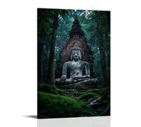 WRLIFWJXU Poster Bouddha dans la nature - Peinture à l'huile sur toile - Peinture décorative à suspendre - Pour la maison, le salon, la chambre à coucher, la salle à manger - 30 x 45 cm - Style cadre