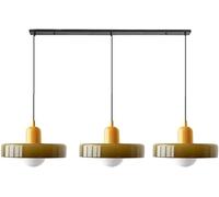 WRLYTNG Lustre moderne à 3 lumières en verre vintage du milieu du siècle, lustre rustique pour salle à manger sur table, luminaire linéaire pour îlot de cuisine pour chambre à coucher, salon