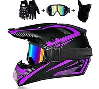 WRMIGN Casque de Moto Cross Fullface pour Adulte, équipement de Protection pour VéLo de Saleté VTT ATV avec ECE Homologué Set Casque Moto avec Gants Lunettes Masque