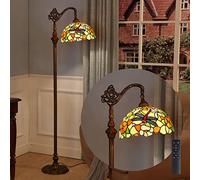 WRMING 12W LED Tiffany Lampadaire Sur Pied Salon,Dimmable Lampe de Plancher avec Télécommande,Rétro Lampe de Lecture pour Chambre à Coucher Étude Restauran,Abat-Jour Angle Réglable,E27,d