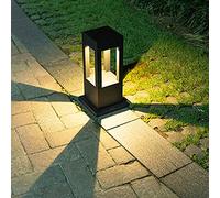 WRMING 15W LED Lampadaire Exterieur sur Pied pour Jardin, Borne Lumineuse Désign Moderne, Lampe de Jardin Aluminium pour Terrasse Patio Chemins, IP65 étanche, Noir, 1200lm,40cm