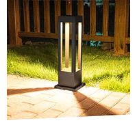 WRMING 5W LED Lampadaire Exterieur sur Pied pour Jardin, Borne Lumineuse Désign Moderne, Lampe de Jardin Aluminium pour Terrasse Patio Chemins, IP65 étanche, Noir, 400lm,60cm