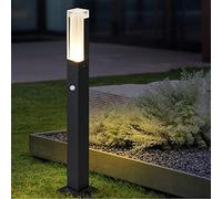 WRMING Borne Lumineuse Exterieur avec Détecteur de Mouvement, 80cm LED Borne Exterieur Jardin IP65 étanche Lampadaire Jardin Exterieur Moderne en Aluminium, Blanc Chaud, pour Chemins Terrasse Patio