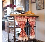 WRMING Lot De 2 Rideau Courte de Cuisine Vichy Rouge Brise-bise Rideaux pour Petite Fenêtre Style Vintage Demi Rideau Bistrot Coulissant Cache Meuble Sous évier,W x H 115x90cm