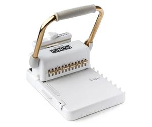 WRMK 60001185 Universal Cinch Machine de Reliure Professionnelle, 20 Types de Reliures, Guide de Calibrage et Règle de Centrage, Blanc et Or