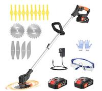 Wrneaoch 21V Coupe Bordure sans Fil avec Batterie 4 Types De Lames 16 Individuel Lame Bordure Pelouses Et Terres Agricoles, DIY Jardin, Soin du Pelouse (Vert)