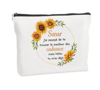 WRNZL Cadeau Soeur Noel Fete des Meres Anniversaire Paques Halloween Retraite Merci Cadeau pour Ma Soeur Idee Original Utile Insolite Trousse Maquillage Cadeaux Sœur Trousse de Toilette