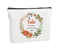 WRNZL Cadeau Tata Cadeau Fete des Meres Noel Anniversaire Paques Halloween Retraite Merci Tante Cadeaux Idee Original Utile Insolite Trousse Maquillage Tatie Trousse de Toilette