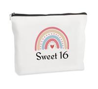 WRNZL Cadeaux d'anniversaire pour femme, accessoires d'anniversaire, décorations de fête, cadeaux de Noël, idée cadeau, trousse de maquillage, White Sweet 16, Taille unique