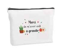 WRNZL Merci Cadeau Maitresse D'école Fin D'Année Cadeau Merci De M'avoir Aidé à Grandir Creche Atsem Maîtresse Professeur Institutrice Prof Nounou Maman Mamie Cadeaux Idee Original Trousse Maquillage