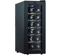 Wrobelax Mini refroidisseur de vin pour 12 bouteilles de vin 11-18 °C, température réglable, contrôle tactile, lumières LED, élégant, convient pour la maison, le bar, les fêtes, noir