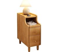 Wrobelax Table de chevet étroite avec tiroirs, ensemble de 2 tables d'appoint fines pour chambre à coucher, 2 couleurs (taille : 25 cm, couleur : naturel)