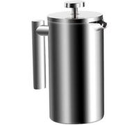 Wrobic Cafetière à piston French Press - 1,5 l - En acier inoxydable - Double paroi isolée - Avec 3 tamis supplémentaires - Argenté - 1500 ml