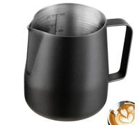 Wrobic Pot à lait en acier inoxydable pour cappuccino et latté - 400 ml - Noir, MJ0255