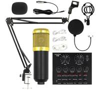 Wrohto Kit de microphone de diffusion en direct, ensemble à condensateur multifonction, équipement complet de studio d'enregistrement pour podcast, voix sur ancre, diffusion de chant, configuration