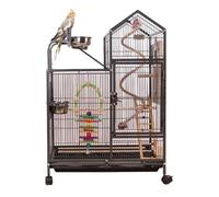 Wrought Iron Bird Cage with Play Top and Stand, Indoor Outdoor Large Parrot Cage Budgie Lovebird Cockatiel Flight Cage