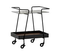 Wrought Iron End Table Movable Dining Car, Double Decker Trolley with Meal Storage & Rectangular Side