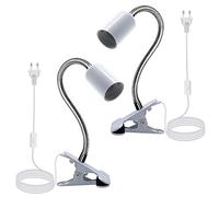 Wrpacttg Douille E27 avec Pince,2PCS Lampe Pince Métal,Lampe Ajustable col de cygne 350MM,Lampe Chevet LED 220CM Câble,Lampe Chauffante,Lampe tête Lit,pour Chambre,Bureau,Salon Blanc