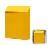 WRQIOO Petite boîte aux lettres avec serrure et 2 clés - Boîte aux lettres décorative colorée - Décoration murale - En fer - Pour la maison, le bureau, le jardin - Jaune - 22 x 6,5 x 29 cm