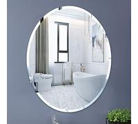 WRRAC-Mirror Miroir Mural Ovale pour Salle de Bain, Design élégant 60 cm x 80 cm Miroir en Verre HD sans Cadre avec Bords biseautés contemporains